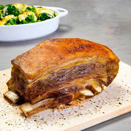 Receita de Costela Bafo Assada com Brócolis Gratinado
